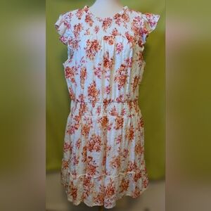 Loft Pink and Orange Floral Thigh Length Dress